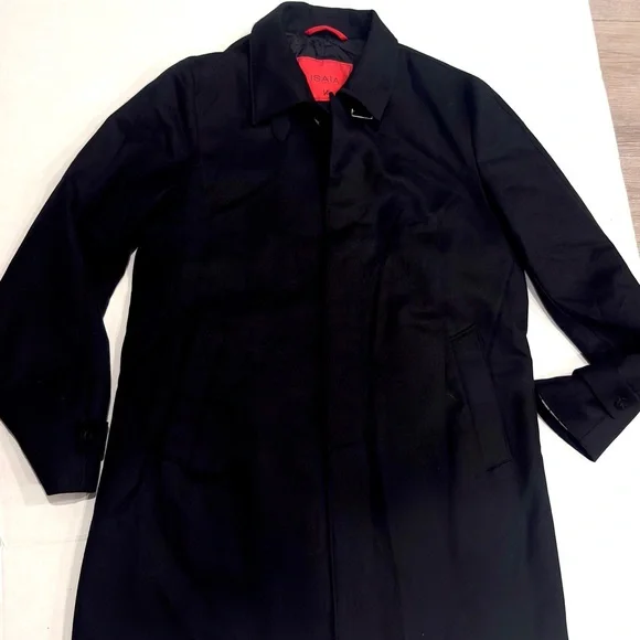 ISAIA San Gennaro Men's Black Wool Coat EU 50 Made in Italy - Picture 3 of 15